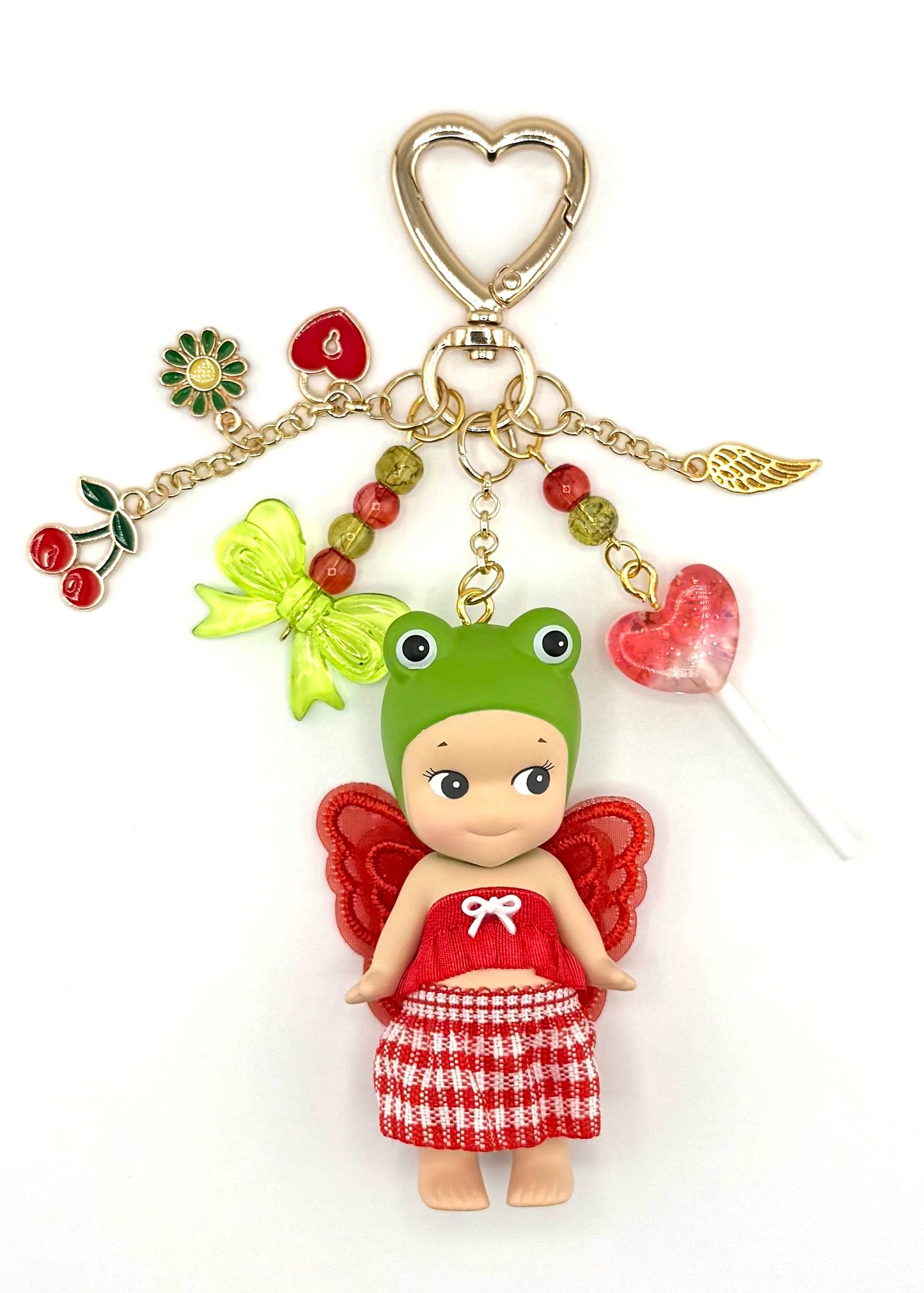 Gold Frog with plaid skirt