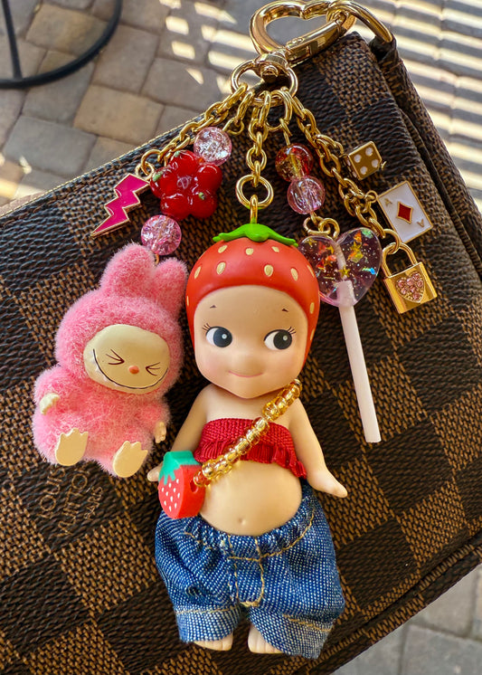 Gold Strawberry with purse & mini lafufu