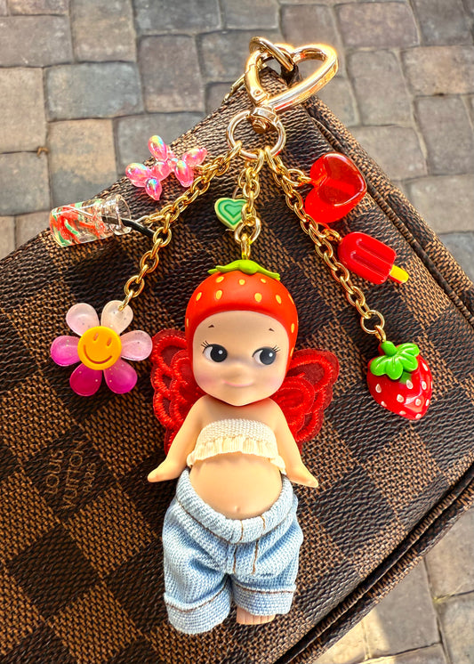 Gold Strawberry with pink flower